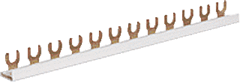 Hager KDN263A - verbindingsrail 2-polig 1-fase 63a quickbusbar (6 Haco aardlekautomaten 1p+n)