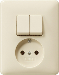 Gira 047501 - combinatie wcd zonder randaarde 2polig / serieschakelaar cwg st55