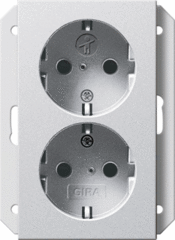 Gira 273126 - wcd 2voudig randaarde kinderbeveiliging aluminium e2