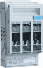 Hager LT052 - Mespatroonlastscheider NH00, boutaansluiting 3 x 160 A M8, voor op montageplaat