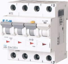 Eaton 167508 - aardlekautomaat 3p+N 32a c-kar. 30ma