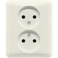 Jung 5010U - wandcontactdoos 2-voudig zonder randaarde creme wit