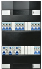 Gacia met Schneider kast 1-Fase met 9xB16A + 3x aardlekschakelaar 2-polig 30mA + hoofdschakelaar 2-polig