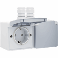 Niko 700-37836 - Spuitwaterdicht dubbel horizontaal stopcontact 16 A/250 Vac met besche