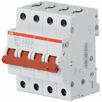ABB Componenten 2CDD284101R0063 - lastscheider aan-uit schakelaar rood 4polig, 63a 440vac, ac-23a, 25 ka