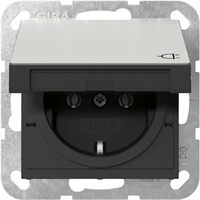 Gira 4454600 - wandcontactdoos randaarde klapdeksel system 55 edelstaal