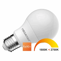 Megaman MM11076 - led a60 8.2/60w dimmer to warm e27