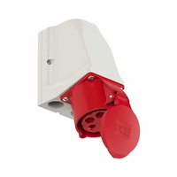 PCE 104160 - 925-6v - cee opbouw wcd 32a 5p 400v 6h rood ip44 met doorlus