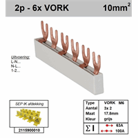 SEP Europe f02006g06 - Kamrail vork 3x 2polig tbv 3x aardlekschakelaar 1P+N