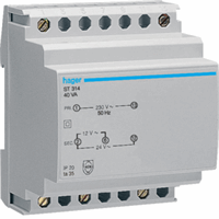 Hager ST314 - veiligheidstransformator 40 va, usec 12/24 vac, uprim 230 vac