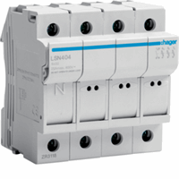 Hager LSN404 - zekeringhouder l32 3-polig + nul 25 a, 4 modulen