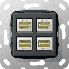Gira 569810 - modulair jack RJ45 cat.6A 10 Gbit 4-v kppl. Basiselement zwart m