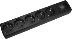 Kaiser Martin 1085/SW - tafelcontactdoos 5voudig randaarde 45g zwart met schakelaar zonder snoer
