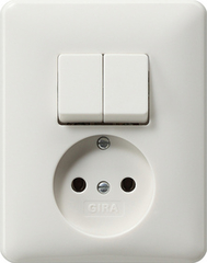 Gira 047503 - combinatie wcd zonder randaarde 2polig / serieschakelaar zwg st55